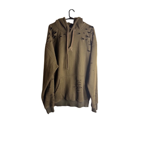 EPTM Other - EPTM Olive Distressed Hoodie L Streetwear Ripped Thrashed Olive Green Pullover